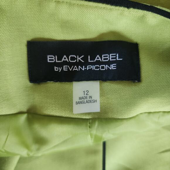 Black Label Evan-Picone Lime Green Black Trimmed Long Sleeve Blazer  Size 12 - Picture 5 of 6